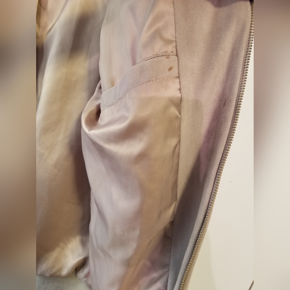 TopMan Mens Dull/Muted Pink faux Suede Bomber  Jacket - Picture 5 of 11